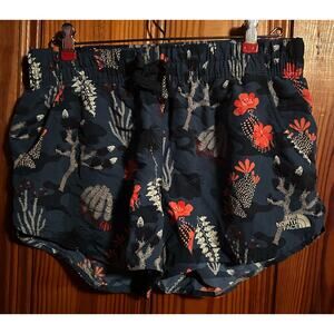 THE NORTH FACE WOMEN'S BLUE FLORAL ELASTIC WAIST BACK ZIPPED POCKET SHORTS Sz M